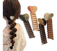 Women Spiral Hair Ties, Coiled Ponytail Holders, 3.15x0.79x0.79 inches No Damage Thin Headpieces, 4X Set Elastic Stretchy Hair Rings for Curly, Buns Braids and Everyday Styling