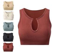 Women Sports Bras,Seamless Ribbed Sport Tank Tops Racerback Sleeveless Top Summer Causal Yoga Gym Shirts Fitness Wear for Sports Pants Tracksuit Set (Red,1PCS)