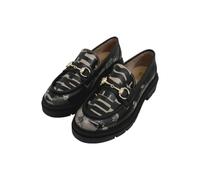 Women Vegan Leather Black Loafers - Supper Blackwhite Design