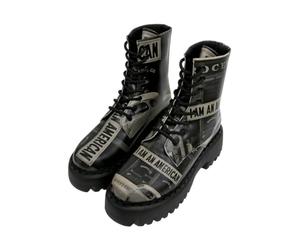 Women Vegan Leather Black Long Boots - I am an American Design