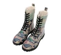 Women Vegan Leather Multicolor Long Boots - Buildings Design