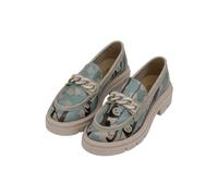 Women Vegan Leather Turquoise Loafers - Panda Hug Design
