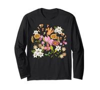 Women Vintage Floral T-Shirt Boho Wildflower Maglia a Manica
