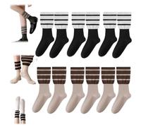 Women Vintage Striped Slouch Socks,Knit Color Block Bubble Cuff Crew Socks
