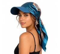 Women Visor Scarf Hat, Satin Sun Visor with Head Scarf, Lightweight One Piece Summer Hat for Beach Vacation