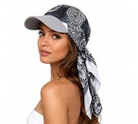 Women Visor Scarf Hat, Satin Sun Visor with Head Scarf, Lightweight One Piece Summer Hat for Beach Vacation