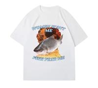 Women Want Me Fish Fear Me Maglietta Casual a Maniche Corte con Stampa di Pesci stravaganti