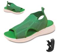 Women Wide Fit Sandals Comfortable Orthopedic Platform Walking Sport Slides with Arch Support Breathable Mesh Shoes (Green,41)