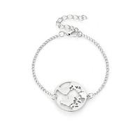 Women World Map Pendant Bracelet Earth Hand Chainsilver Nice processing
