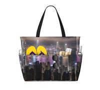 WOmeng Aerial Night of View Hong Kong Stampa Pieghevole Beach Bag Convenienza Tote Estate Vacanze Picnic Campeggio Palestra Uso quotidiano