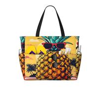 WOmeng Ananas Frutta Occhiali Da Sole Sabbia Stampa Spiaggia Pieghevole Borsa Da Spiaggia Convenienza Tote Estate Vacanze Picnic Campeggio Palestra