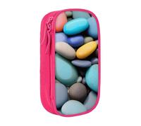 WOmeng Astuccio con ciottoli colorati con stampa pratica per la scuola, penne, matite, accessori artistici, varie occasioni, rosa, Taglia unica, Con tasca per il