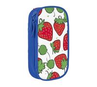 WOmeng Astuccio con motivo fragola, pratico astuccio per la scuola, penne, matite, accessori artistici, varie occasioni, Blu, Taglia unica, Con tasca per il