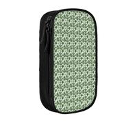 WOmeng Astuccio con stampa di erbe e piante erbacee in fiore, pratico astuccio per la scuola, penne, matite, accessori artistici, varie occasioni, Nero , Taglia unica, Con tasca per il