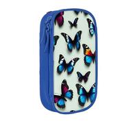 WOmeng Astuccio con stampa di farfalle e violoncello, pratico astuccio per la scuola, penne, matite, accessori artistici per varie occasioni, Blu, Taglia unica, Con tasca per il