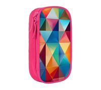 WOmeng Astuccio per matite con stampa a triangolo colorato, pratico astuccio per la scuola, penne, matite, accessori artistici per varie occasioni, rosa, Taglia unica, Con tasca per il