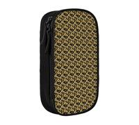 WOmeng Astuccio per matite con stampa di fiori neri e oro, per la scuola, penne, matite, accessori artistici, varie occasioni, Nero , Taglia unica, Con tasca per il