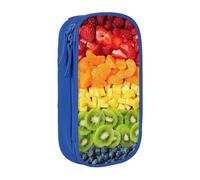 WOmeng Astuccio pratico con stampa arcobaleno di frutta per la scuola, penne, matite, accessori artistici per varie occasioni, Blu, Taglia unica, Con tasca per il