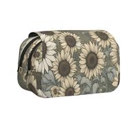 WOmeng Astuccio versatile con stampa di girasoli e camomilla, scomparti comodi da viaggio, forniture per ufficio, grande capacità