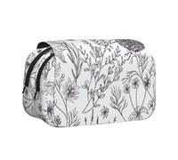 WOmeng Astuccio versatile per penne con stampa di erbe e piante erbacee in fiore, scomparti comodi da viaggio, forniture per ufficio, grande capacità