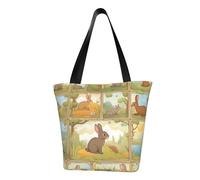 WOmeng Borsa a tracolla con stampa di coniglietti carini cartoni animati per l'estate versatile borsa da viaggio borsa da spiaggia uso quotidiano ampio spazio