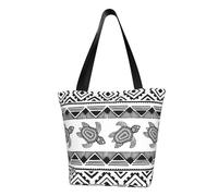 WOmeng Borsa a tracolla con stampa etnica a righe con tartaruga estiva, versatile, borsa da viaggio, spiaggia, uso quotidiano, ampia capienza