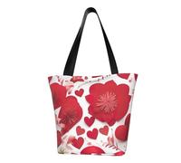 WOmeng Borsa a tracolla per San Valentino, con stampa a cuore rosso, per l'estate, versatile, da viaggio, spiaggia, uso quotidiano, ampia capienza