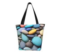 WOmeng Borsa a tracolla versatile con stampa di ciottoli colorati, da viaggio, spiaggia, uso quotidiano, ampia capienza