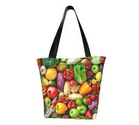 WOmeng Borsa a tracolla versatile con stampa di frutta e verdura fresca, borsa da viaggio, spiaggia, uso quotidiano, ampia capienza