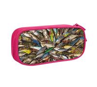 WOmeng Borsa da pesca con stampa a forma di esca, per scuola, università, ufficio, penne, pastelli, forniture scolastiche d'arte, rosa, Taglia unica, Set di zaini per la scuola