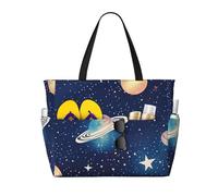 WOmeng Borsa da spiaggia pieghevole con cielo stellato, universo, stampa spaziale, convenienza, estiva, vacanze, picnic, campeggio, palestra, uso quotidiano