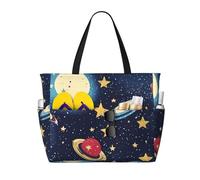 WOmeng Borsa da spiaggia pieghevole con cielo stellato, universo, stampa spaziale, convenienza, estiva, vacanze, picnic, campeggio, palestra, uso quotidiano