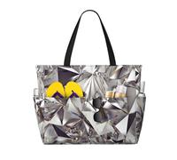 WOmeng Borsa da spiaggia pieghevole con motivo astratto con strass glitterati e cristalli, ideale per vacanze estive, picnic, campeggio, palestra, uso quotidiano