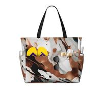 WOmeng Borsa da spiaggia pieghevole con stampa a schizzi di rame, con texture marmorizzata, comoda, per vacanze estive, picnic, campeggio, palestra, uso quotidiano