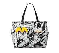 WOmeng Borsa da spiaggia pieghevole con stampa di graffiti e disegno di graffiti, convenienza, estiva, picnic, campeggio, palestra, uso quotidiano