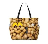 WOmeng Borsa da spiaggia pieghevole con stampa di patate da giardino, convenienza, estiva, picnic, campeggio, palestra, uso quotidiano