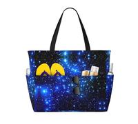 WOmeng Borsa da spiaggia pieghevole con stampa galassia e stelle, comoda borsa per vacanze estive, picnic, campeggio, palestra, uso quotidiano