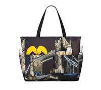 WOmeng Borsa da spiaggia pieghevole con stampa Tower Bridge a Londra, comoda, per vacanze estive, picnic, campeggio, palestra, uso quotidiano