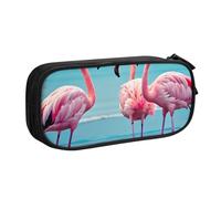 WOmeng Borsa per cancelleria con stampa fenicottero spiaggia matita scuola università ufficio sacchetto penne pastelli arte scuola forniture, Nero , Taglia unica, Set di zaini per la scuola