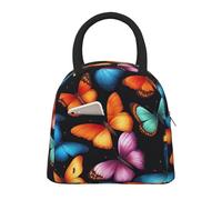 WOmeng Borsa per il pranzo isolata con stampa a farfalla colorata borsa portatile di grande capacità per escursioni scolastiche gite in spiaggia