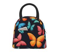WOmeng Borsa per il pranzo isolata con stampa a farfalla colorata borsa portatile di grande capacità per escursioni scolastiche gite in spiaggia