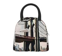 WOmeng Borsa termica per il pranzo a forma di ponte di Brooklyn, grande capacità, portatile, per scuola, escursioni, spiaggia, gite
