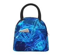 WOmeng Borsa termica per il pranzo con catena DNA con stampa fotografica, grande capacità, borsa portatile per scuola, escursioni, gite in spiaggia