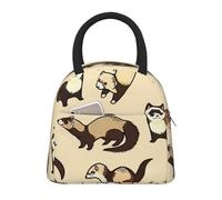 WOmeng Borsa termica per il pranzo con stampa di furetto peloso, grande capacità, borsa portatile per scuola, escursioni, gite in spiaggia