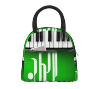 WOmeng Borse per il pranzo isolate con tasti di pianoforte verdi e bianchi, grande capacità, borsa portatile per scuola, escursioni, gite in spiaggia