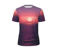 WOmeng Bright Moon at Sea Hippie Print - Maglietta a maniche corte da uomo, alla moda, per corsa, fitness, attività estive, Nero , L