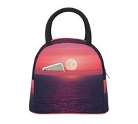 WOmeng Bright Moon at Sea Hippie Print Style isolato Lunch Bags Grande Capacità Borsa Portatile Scuola Escursione Spiaggia Escursioni