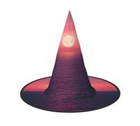 WOmeng Bright Moon At Sea Hippie Stampa Halloween Strega Cappello Carnevale Costume Accessorio Pieghevole Leggero Cap Festival