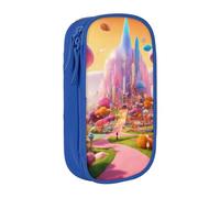 WOmeng Candy Land Print pratico astuccio per matite forniture scolastiche penne matite accessori artistici varie occasioni, Blu, Taglia unica, Con tasca per il