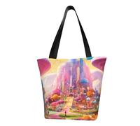 WOmeng Candy Land Print Summer Versatile Borsa a tracolla da viaggio Borsa da spiaggia Uso quotidiano Ampio spazio